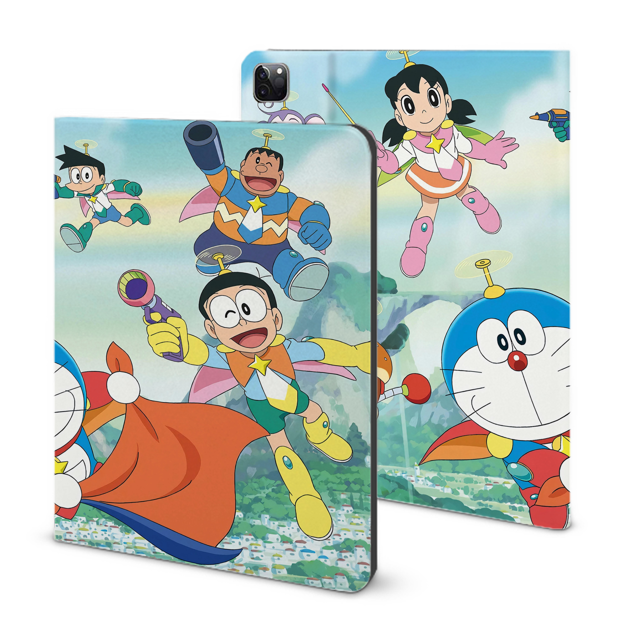 （画像用） ドラえもん Doraemon IPad ケース ブック型 PUレザー TPU 耐衝撃 軽量 薄型 ペン収納なし 全面保護 IPad 各モデル対応